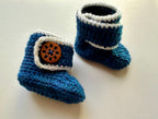 Hand-Crocheted Baby Booties (0–3 Months) Foot length-3.5 inches | 100% Superwash Wool | Machine Washable
