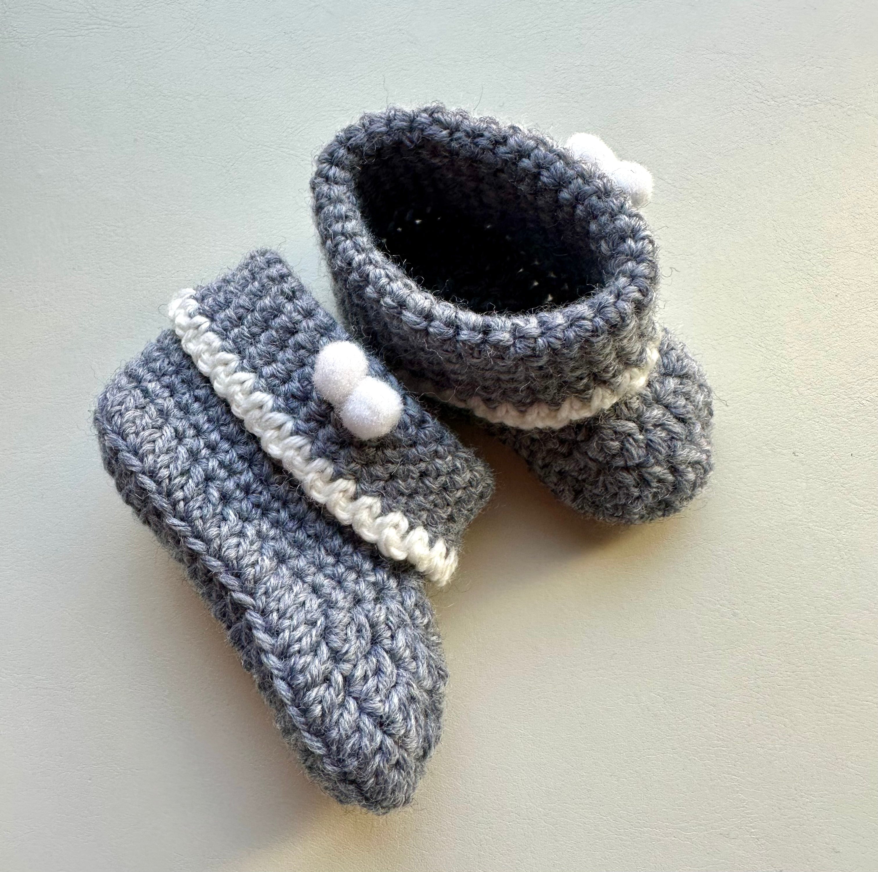 Hand-Crocheted Baby Booties | 100% Superwash Wool | Machine Washable