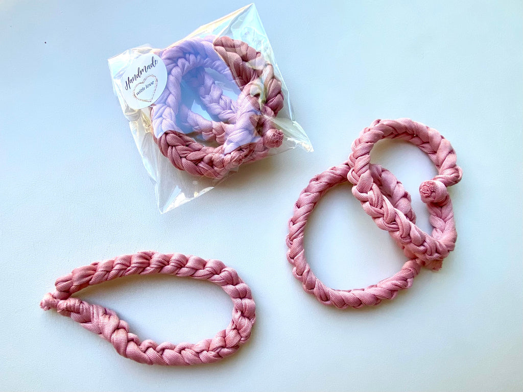 Handmade Soft Hair Ties – Stretchy T-Shirt Yarn, No Damage (Set of 3)