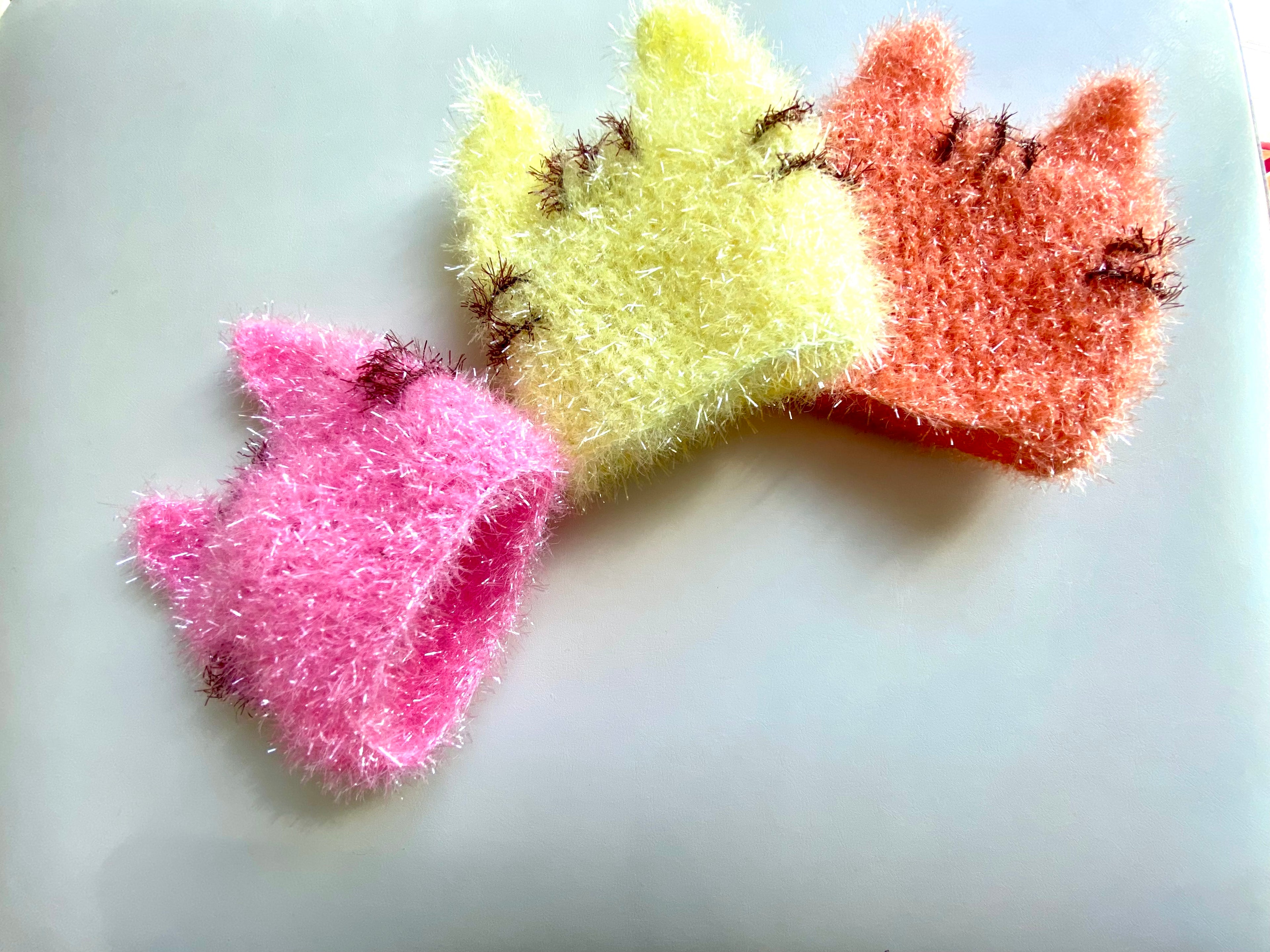 Crochet Cat Scrubbies with Pocket for Soap– Handmade for Body or Dish Cleaning