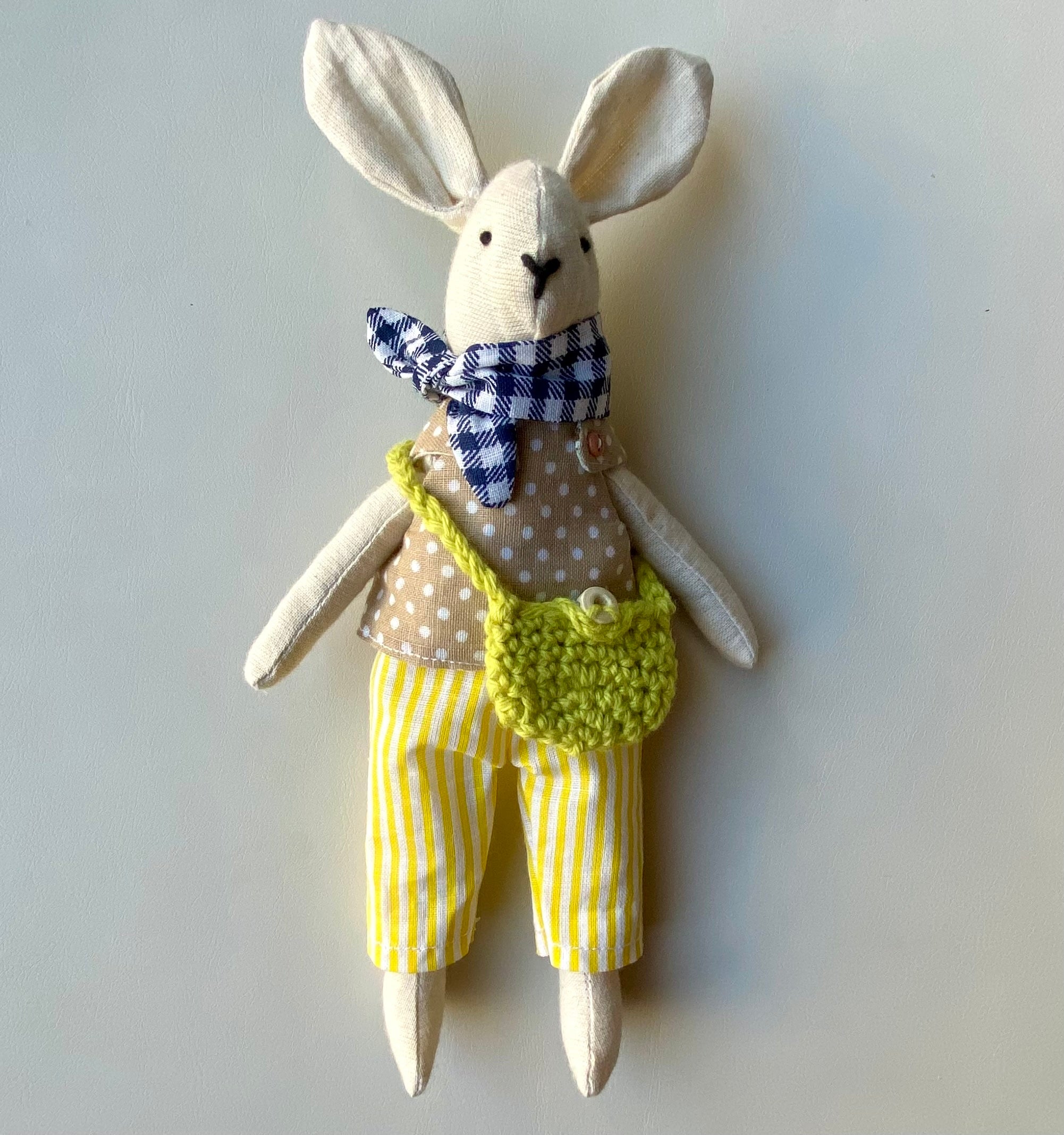 Handmade 6" Bunny with Outfit, Rag Doll with Outfit