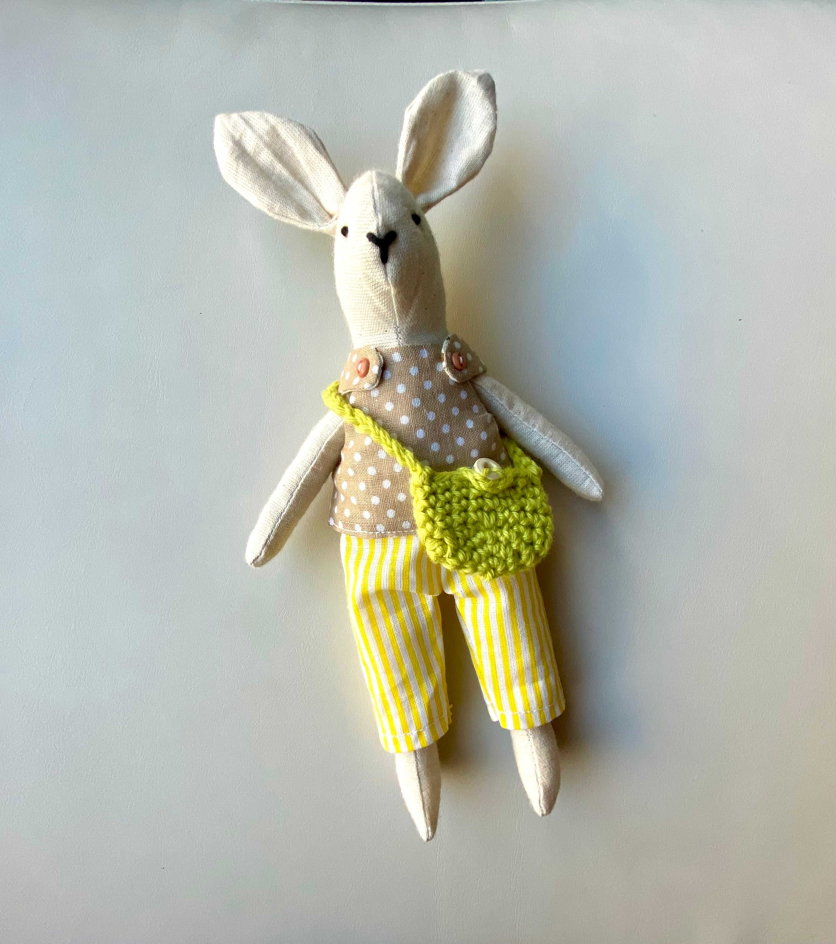 Handmade 6" Bunny with Outfit, Rag Doll with Outfit