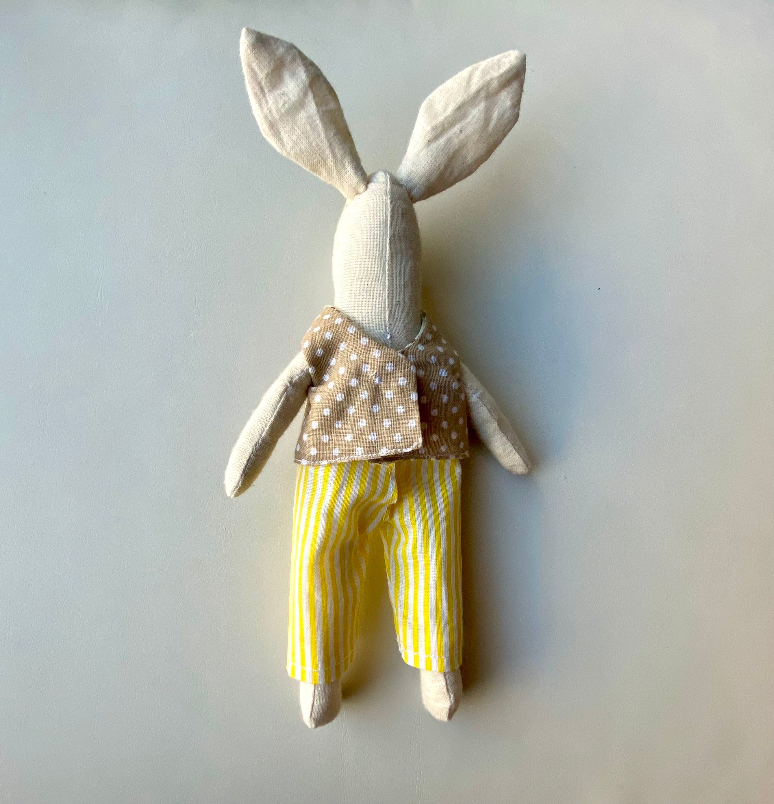 Handmade 6" Bunny with Outfit, Rag Doll with Outfit