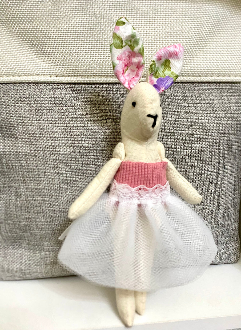 6" Handmade Ballerina Bunny Rag Doll with Outfit