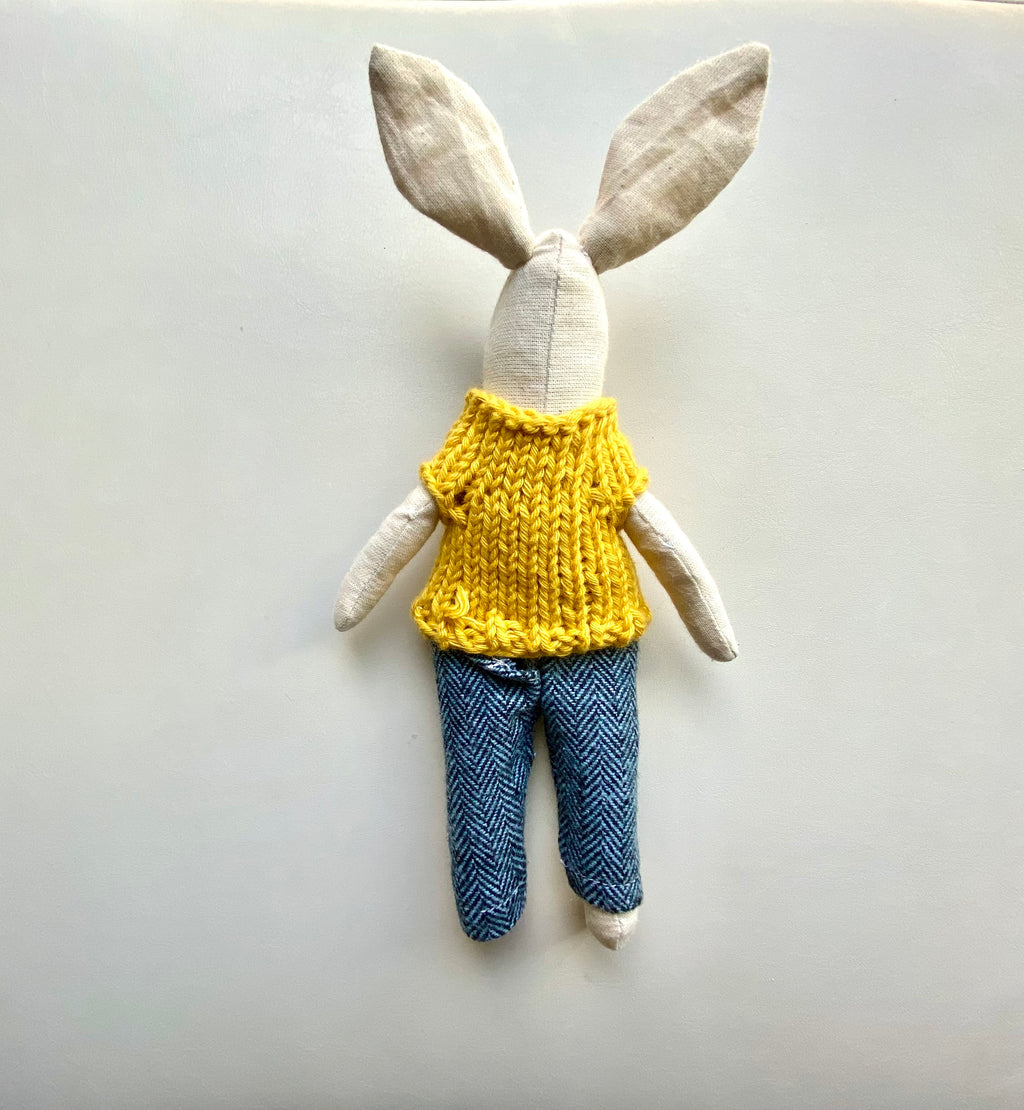 6" Handmade Christmas Bunny Rag Doll with Outfit