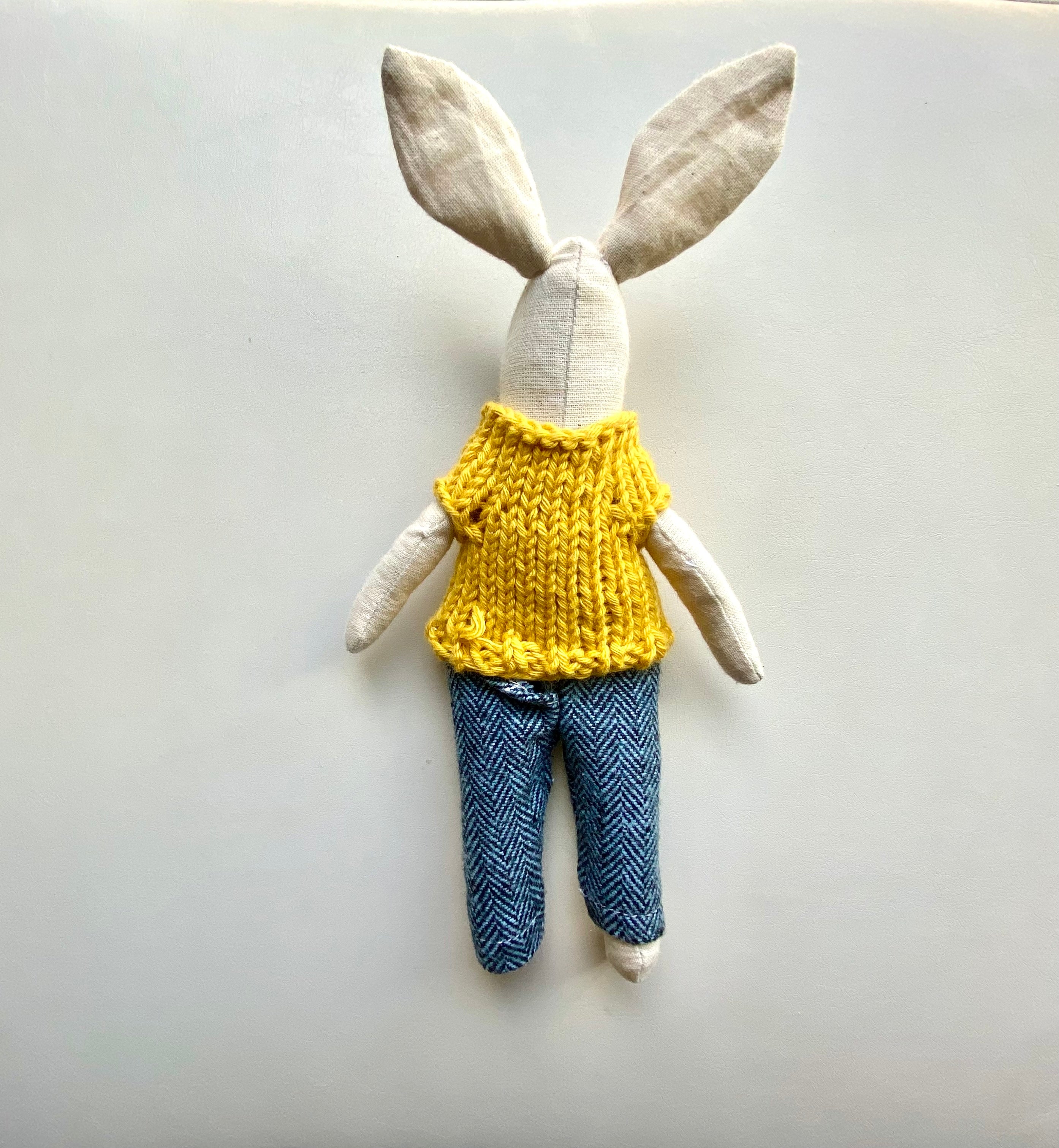 6" Handmade Christmas Bunny Rag Doll with Outfit