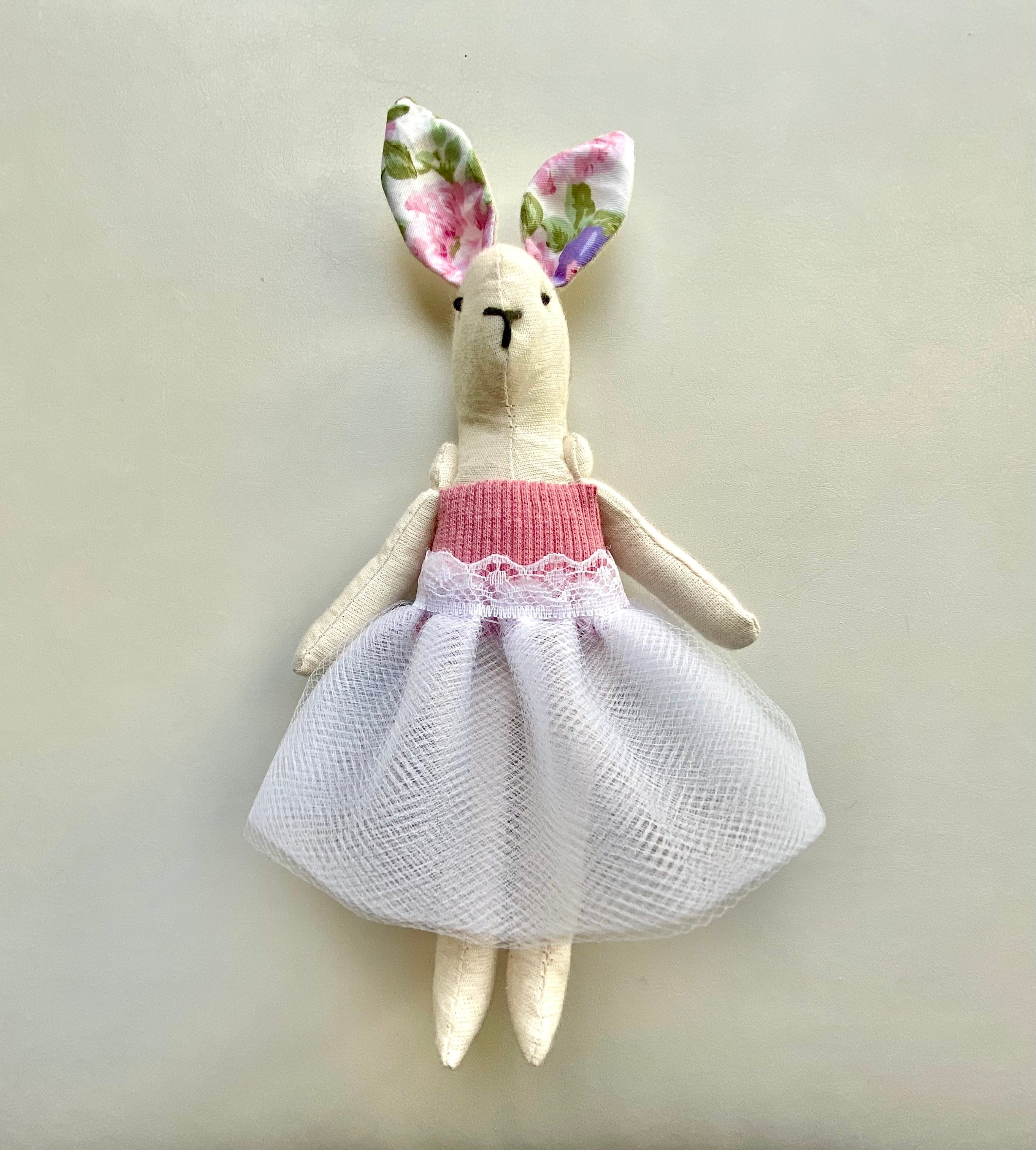 6" Handmade Ballerina Bunny Rag Doll with Outfit