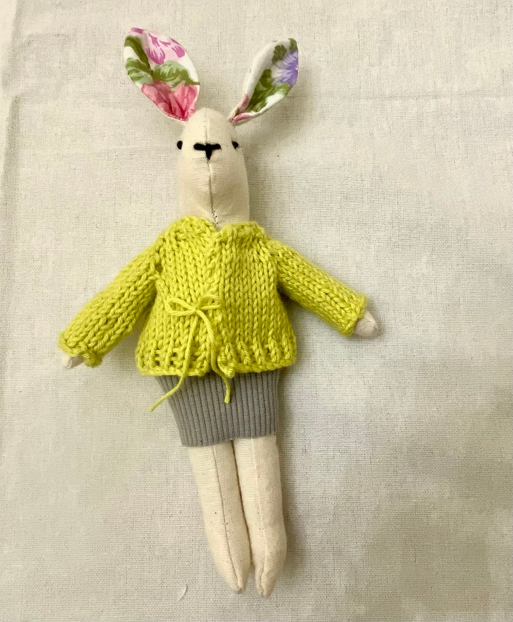 6" Handmade Winter Lady Bunny Rag Doll with Outfit