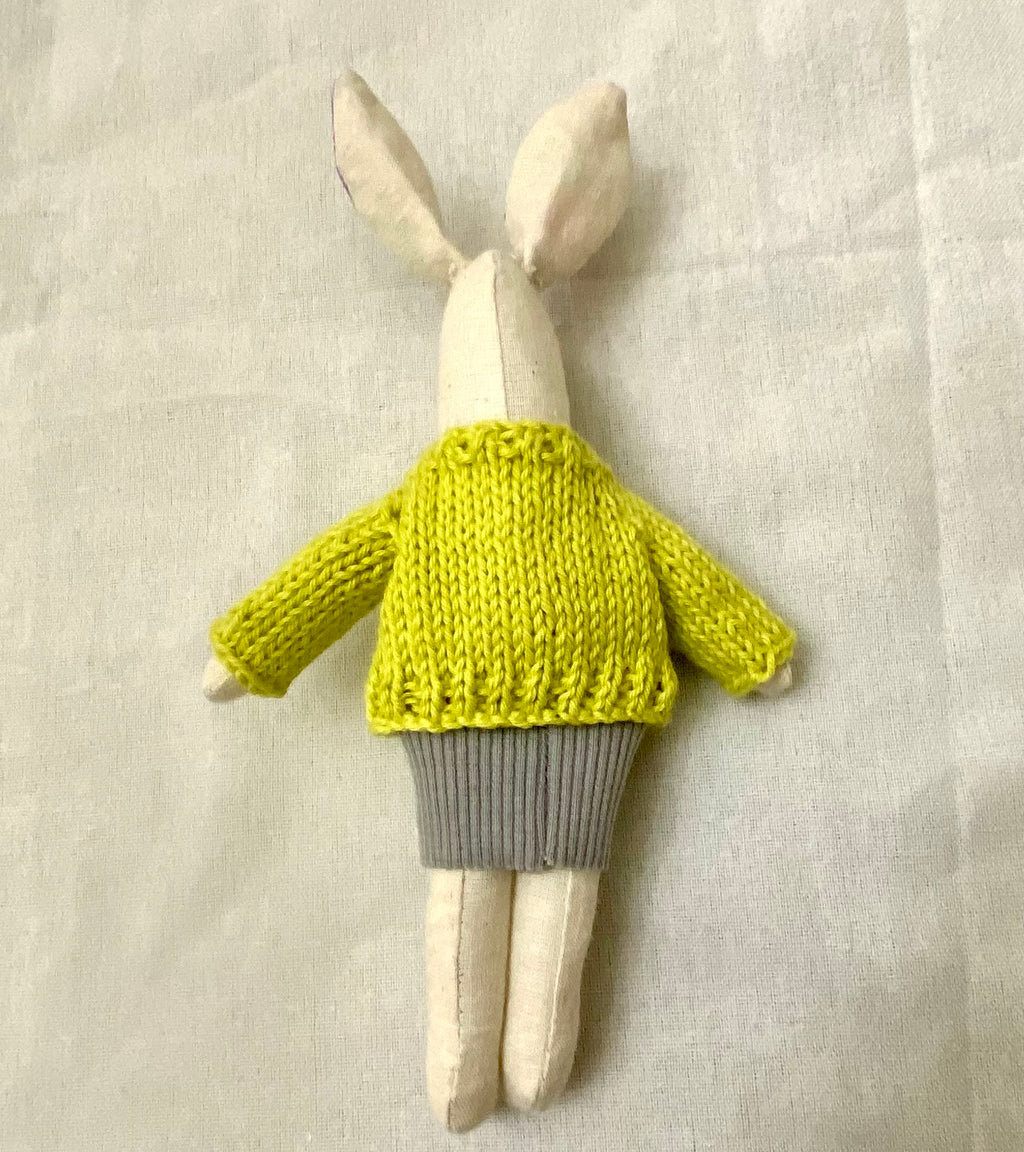 6" Handmade Winter Lady Bunny Rag Doll with Outfit