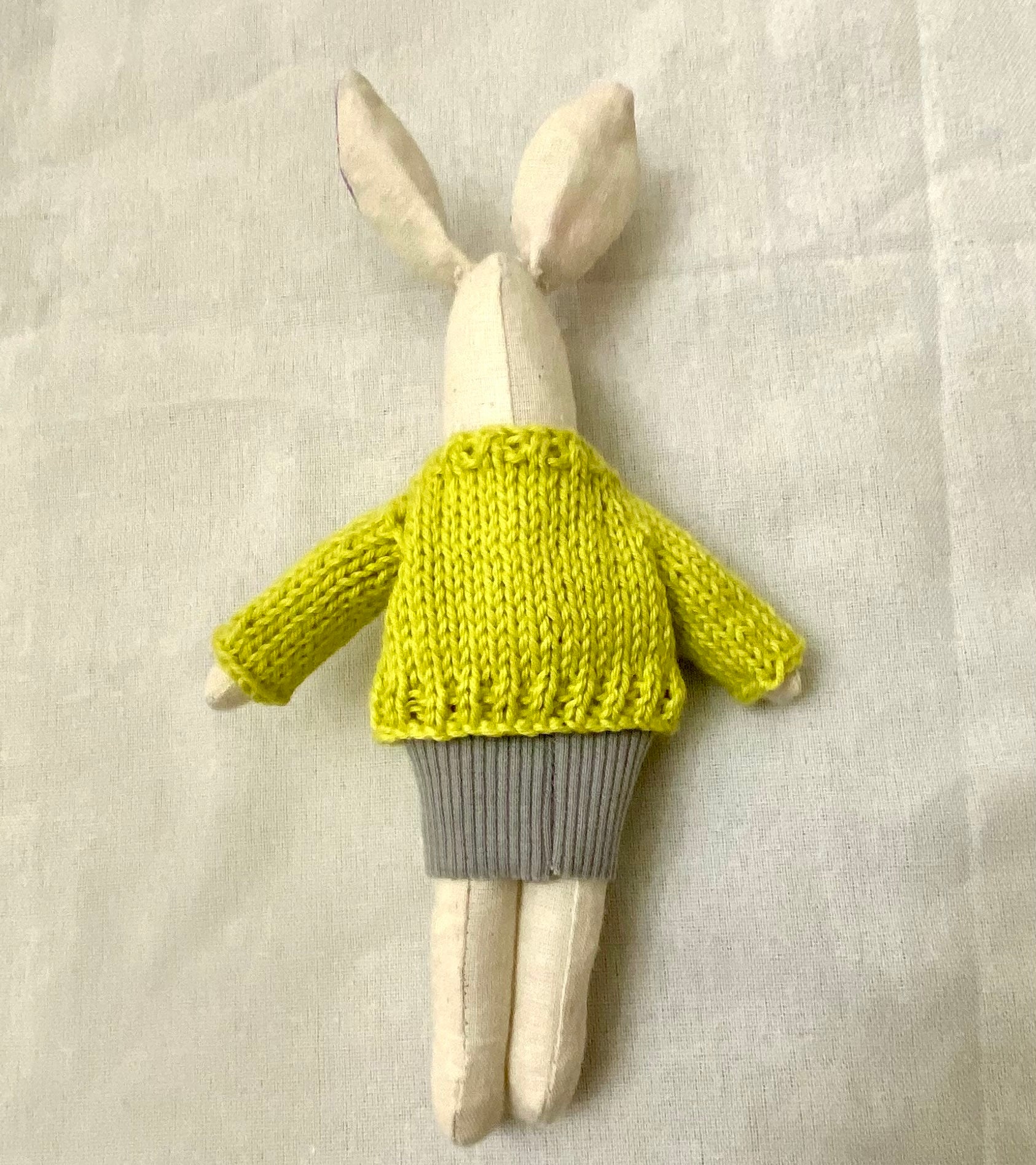 6" Handmade Winter Lady Bunny Rag Doll with Outfit