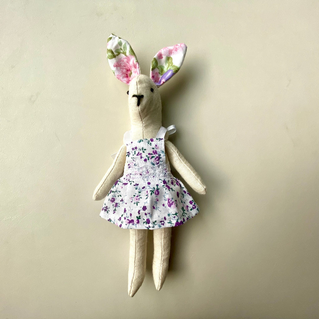 6" Handmade Lavender Lady Bunny Rag Doll with Outfit