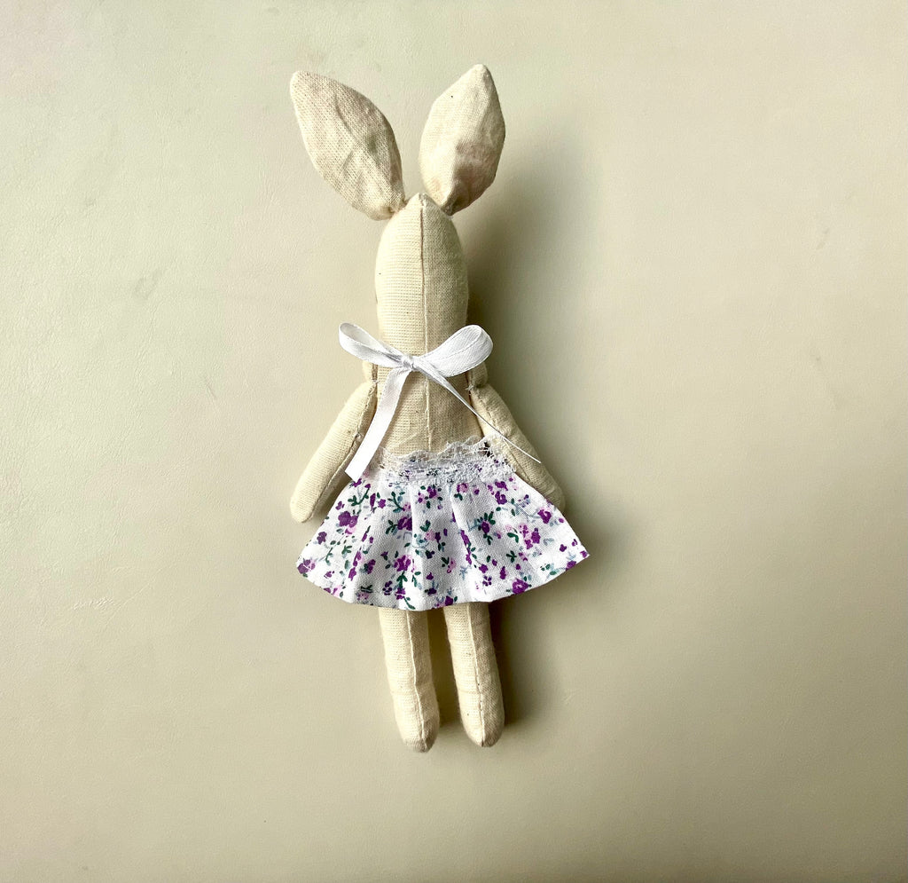 6" Handmade Lavender Lady Bunny Rag Doll with Outfit