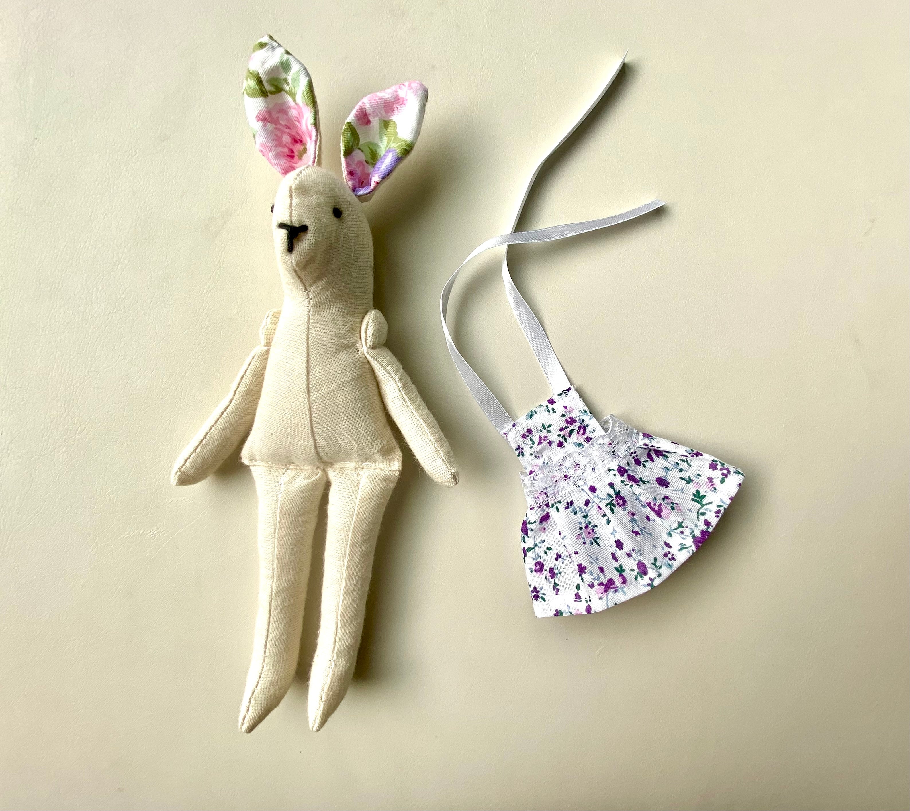 6" Handmade Lavender Lady Bunny Rag Doll with Outfit