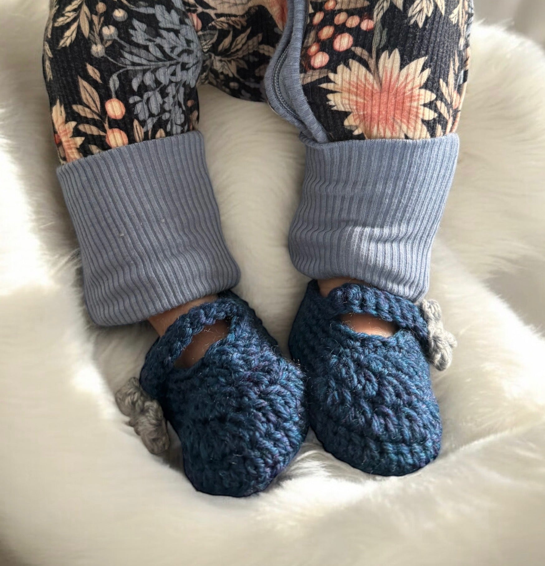 Hand-Crocheted Mary Janes Baby Shoes | 100% Superwash Wool | Machine Washable