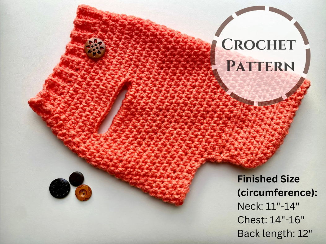 Crochet Dog Sweater Pattern: Snuggly Paws, Extra Small