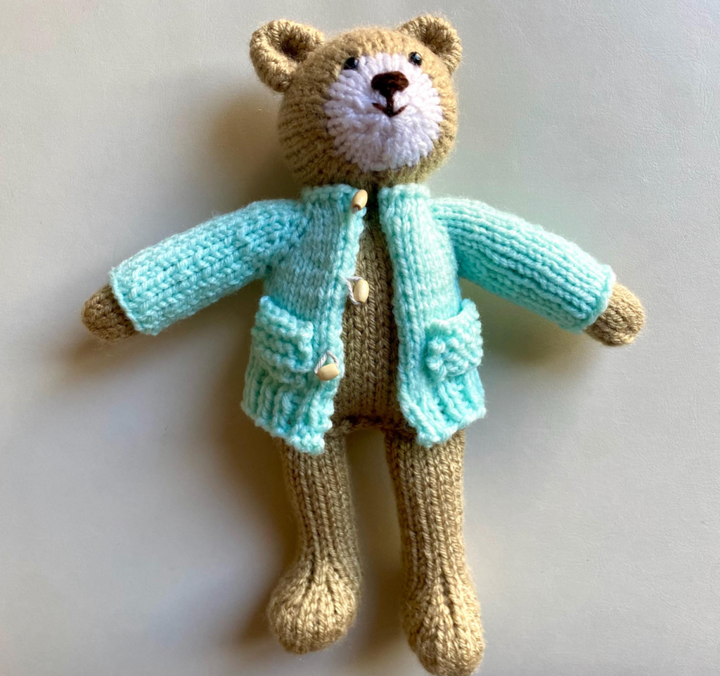 Bear Cardigan Knitting Pattern for 9.5" Stuffed Animal | Cardigan Only