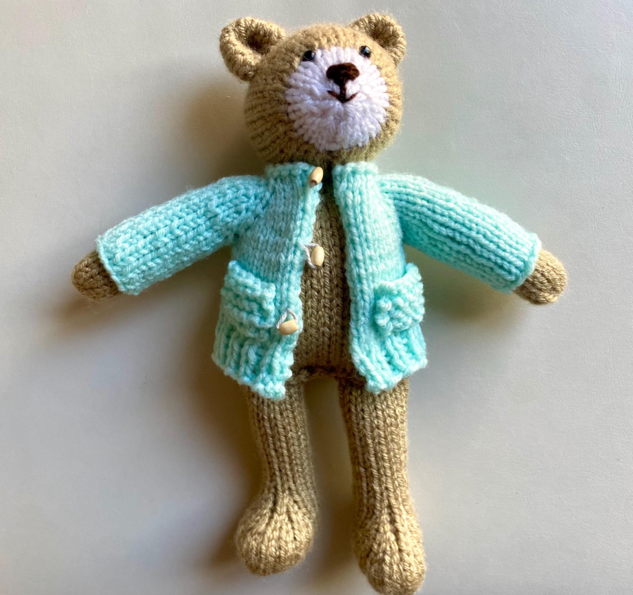 Bear Cardigan Knitting Pattern for 9.5" Stuffed Animal | Cardigan Only