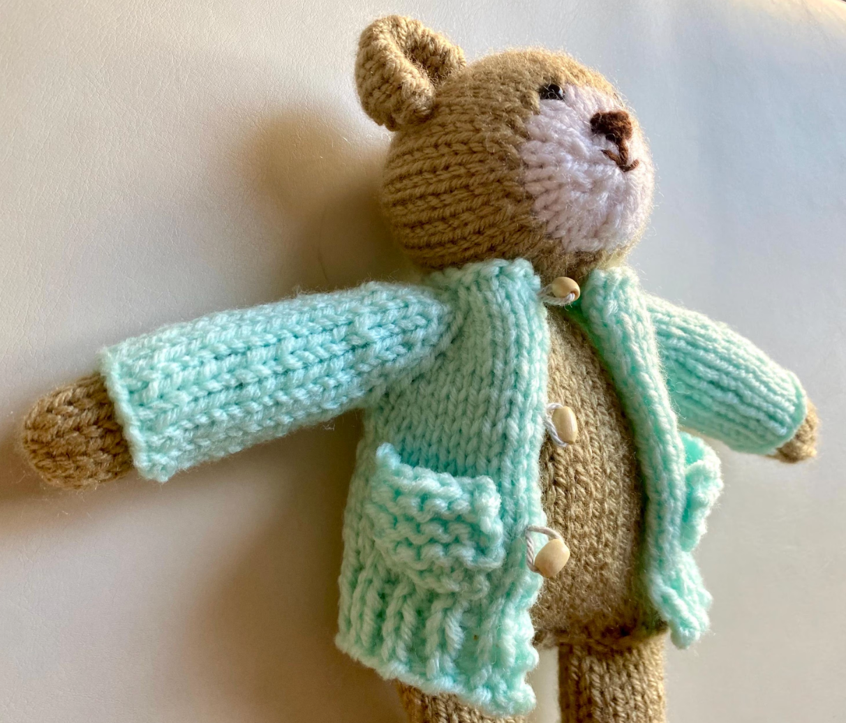 Bear Cardigan Knitting Pattern for 9.5" Stuffed Animal | Cardigan Only