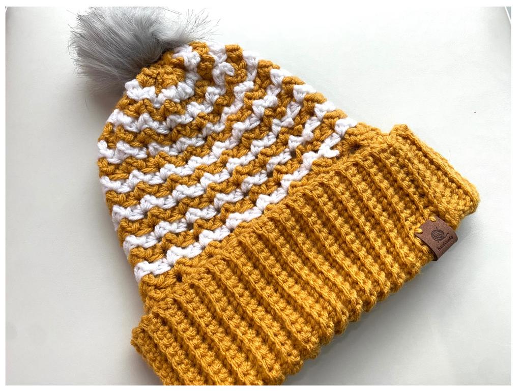 Adult Two Tone Hat Crochet Pattern with Video Tutorial