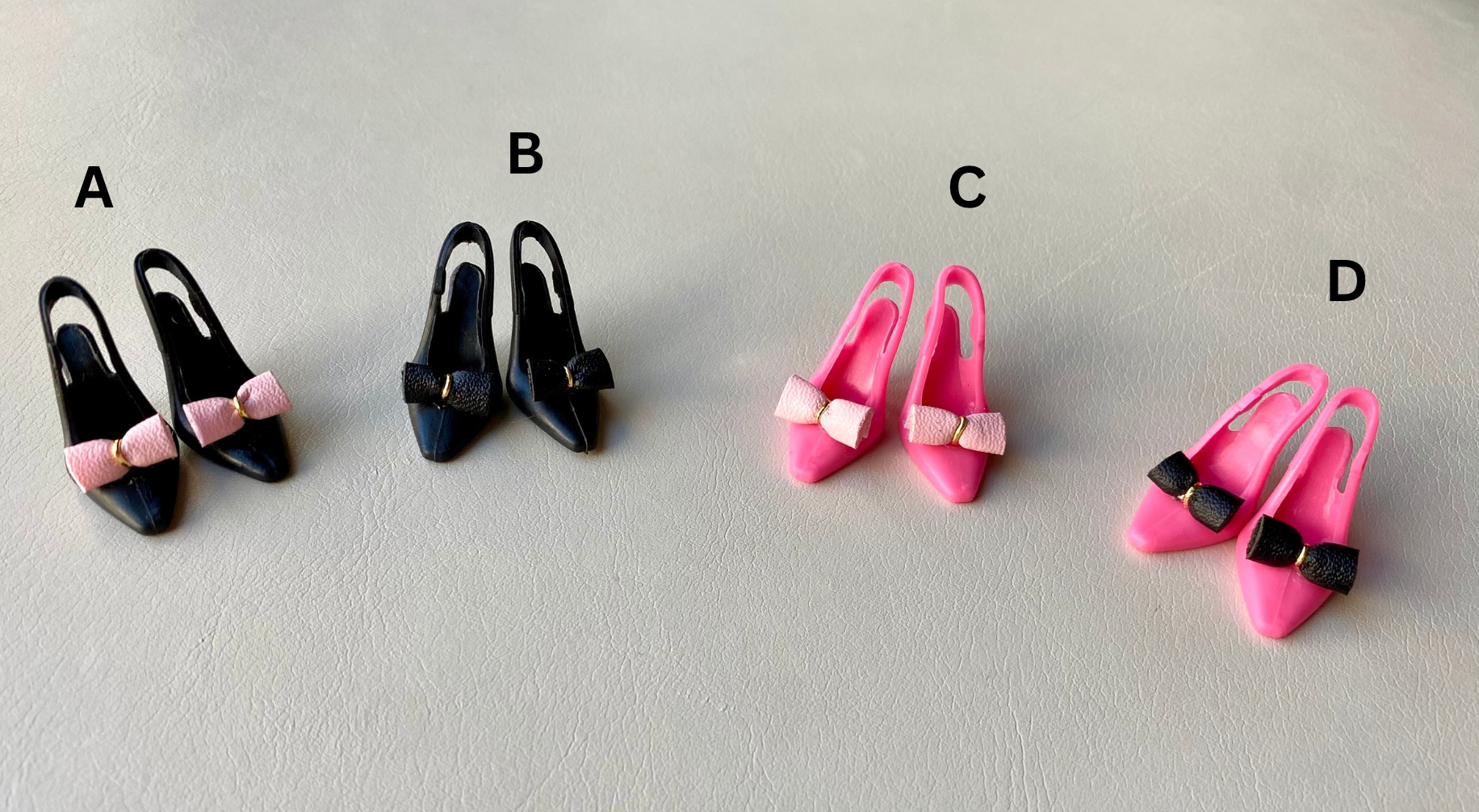 High Heels Designed for FD , Black | Pink Faux Leather Bow Shoes