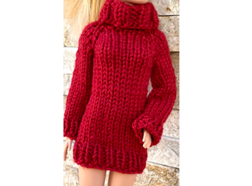 Turtleneck Sweater/Dress Knitting Pattern for 11.5-Inch Fashion Doll