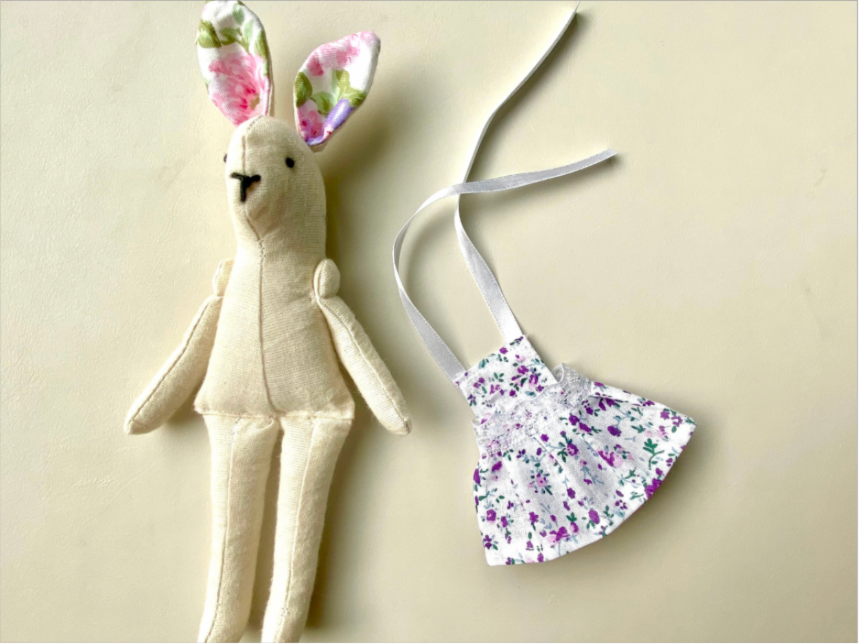 6" Handmade Lavender Lady Bunny Rag Doll with Outfit