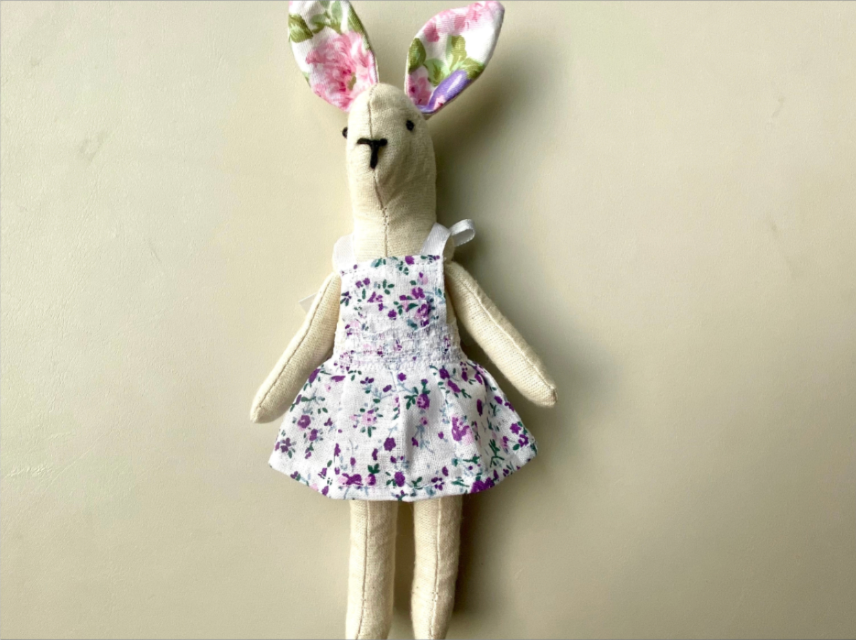 6" Handmade Lavender Lady Bunny Rag Doll with Outfit