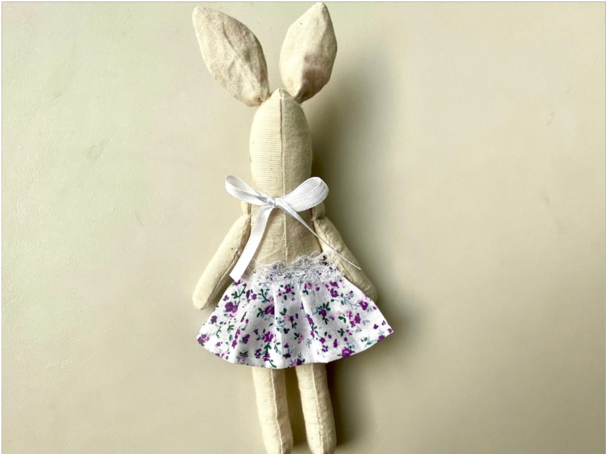6" Handmade Lavender Lady Bunny Rag Doll with Outfit