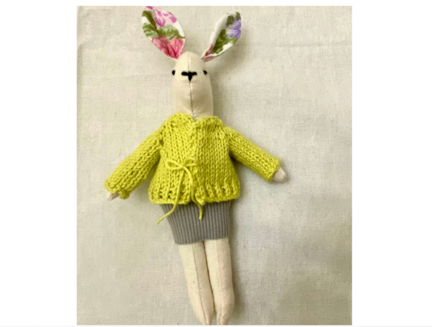 6" Handmade Winter Lady Bunny Rag Doll with Outfit