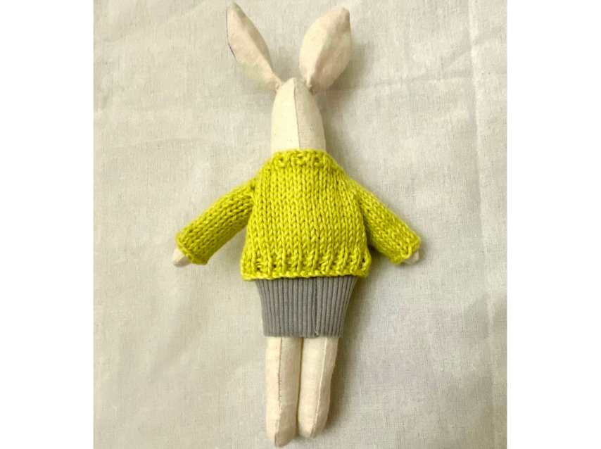 6" Handmade Winter Lady Bunny Rag Doll with Outfit