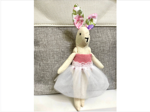 6" Handmade Ballerina Bunny Rag Doll with Outfit