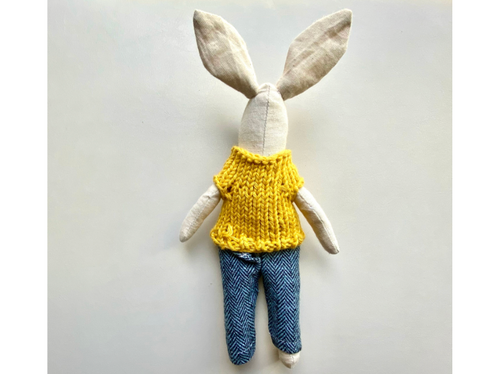 6" Handmade Christmas Bunny Rag Doll with Outfit