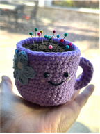 Hand-Crocheted Coffee Cup Pin Cushion (Pins Not Included)