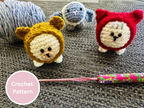 Crochet Pattern Hooded Animal PDF – Cat, Bear and Lamb, Beginner Amigurumi