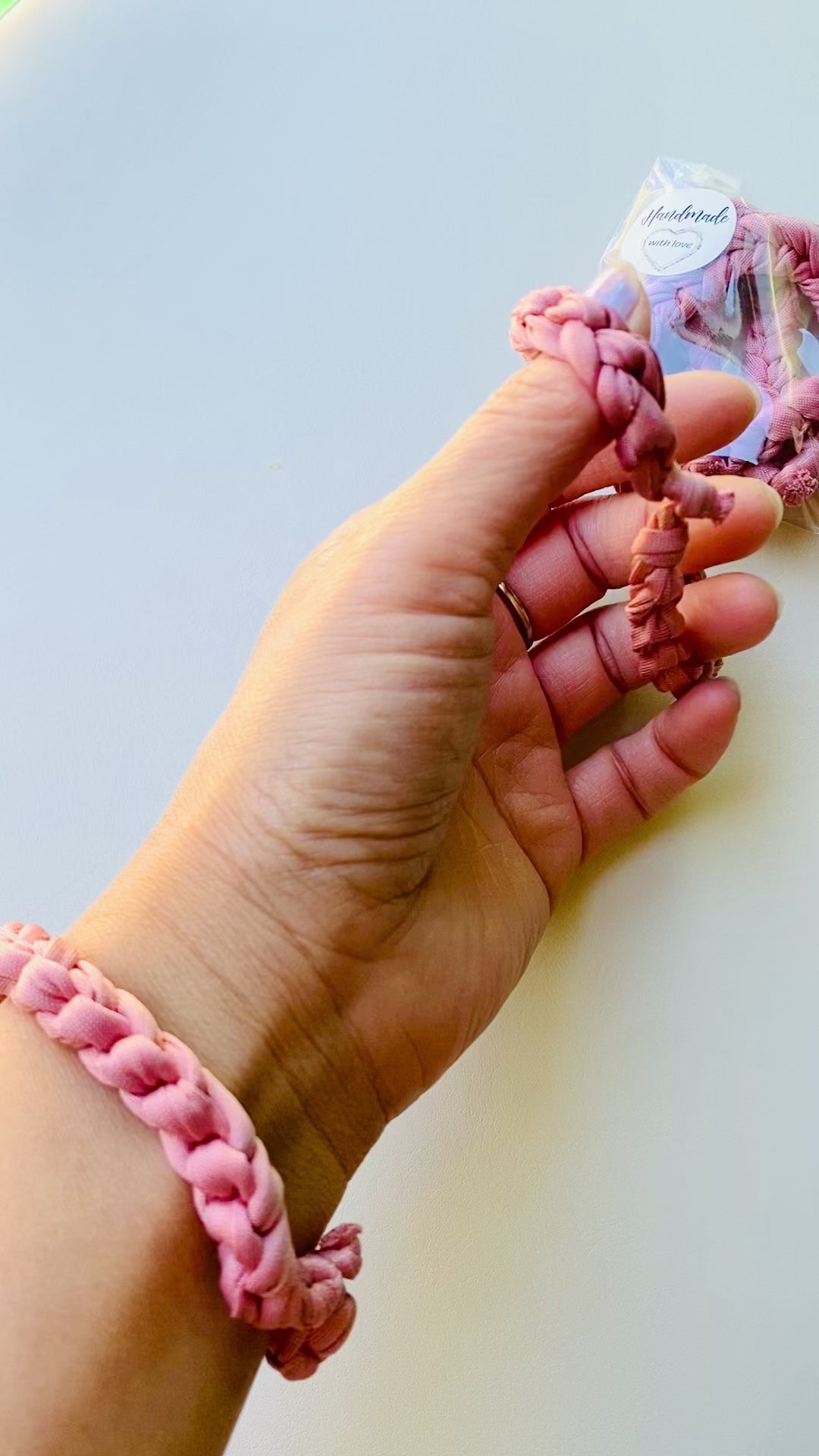 Handmade Soft Hair Ties – Stretchy T-Shirt Yarn, No Damage (Set of 3)